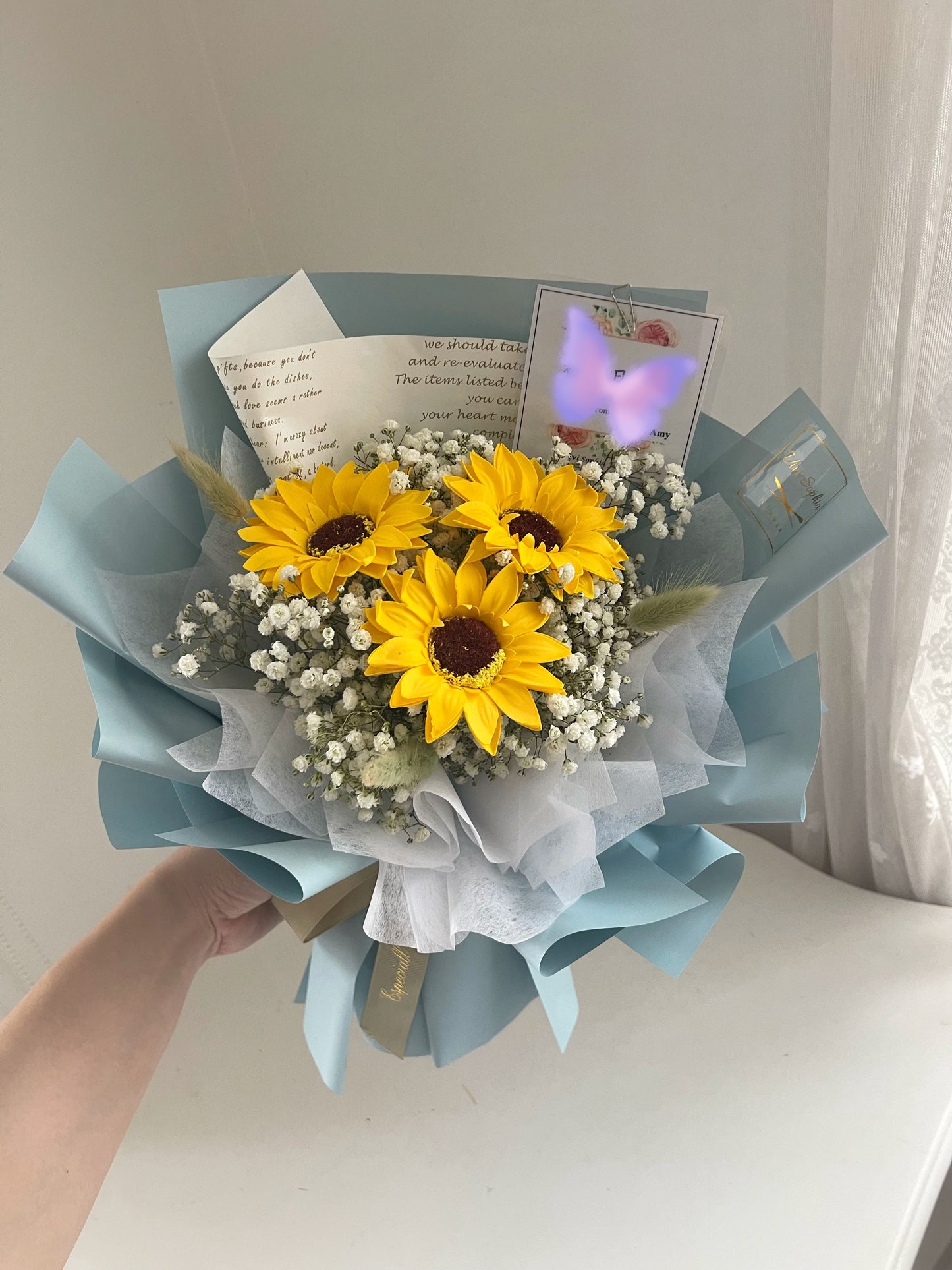 Sunflower soap flower bouquet