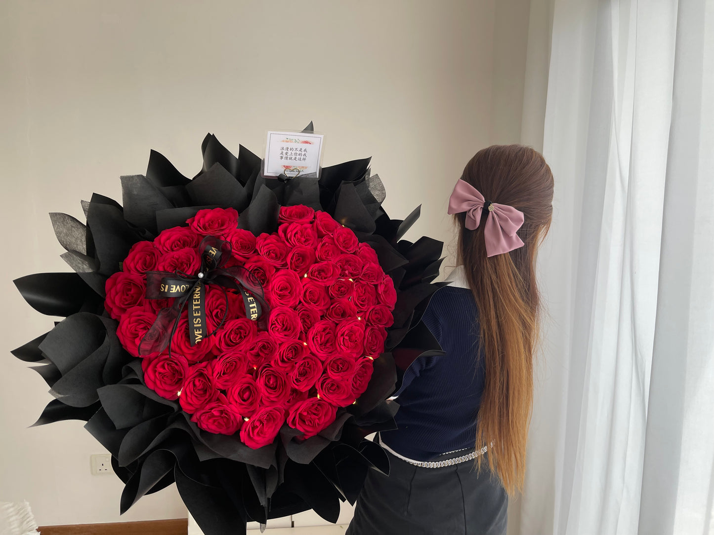52 India red rose with love shape