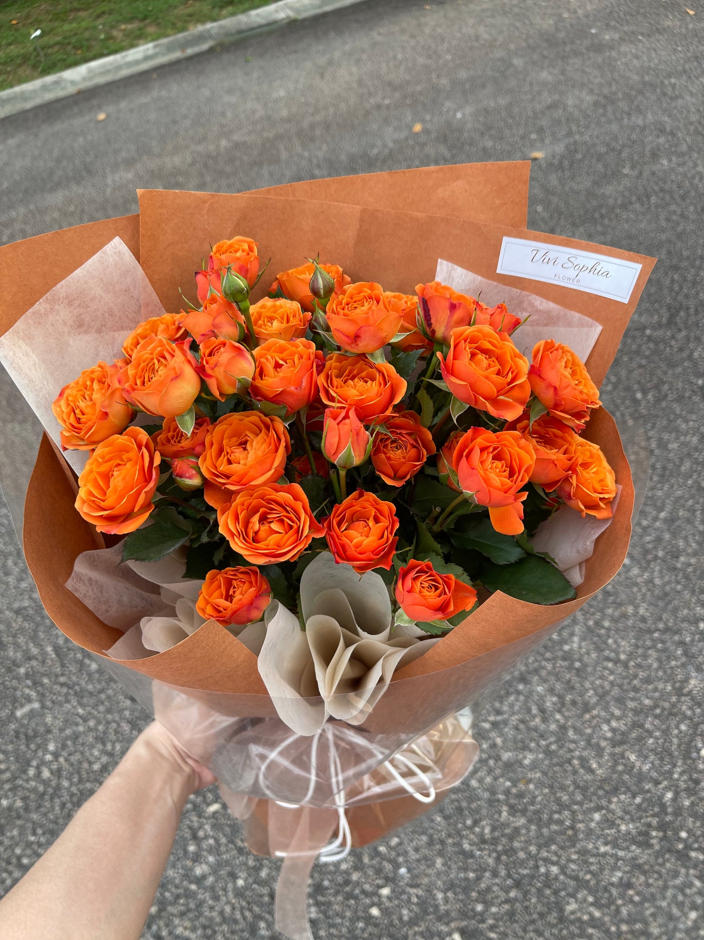 orange rose spray