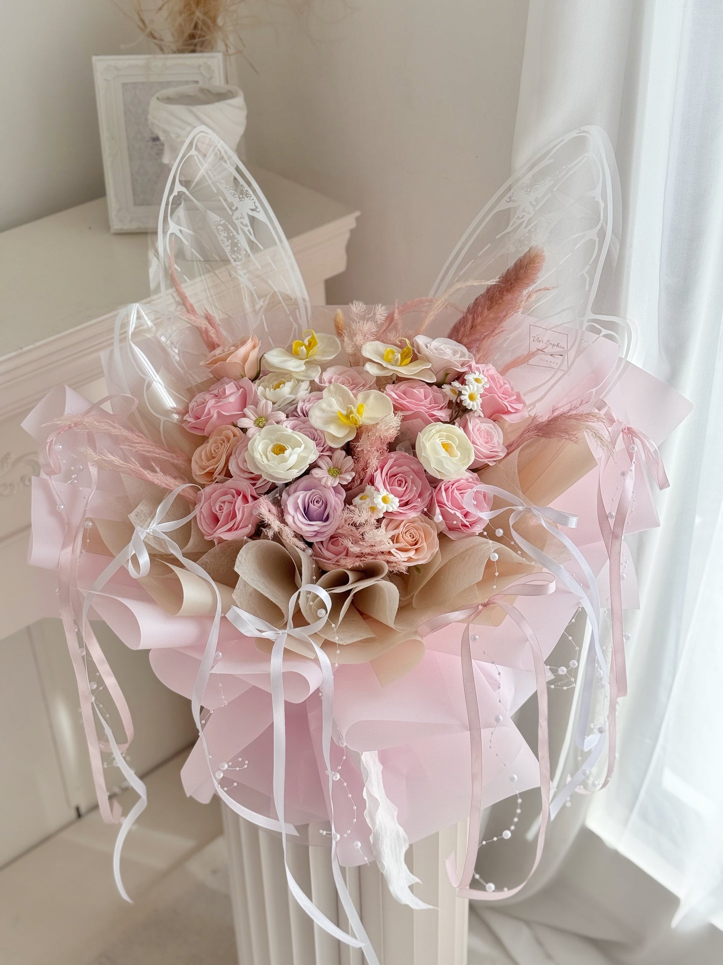 Butterfly soap flower bouquet