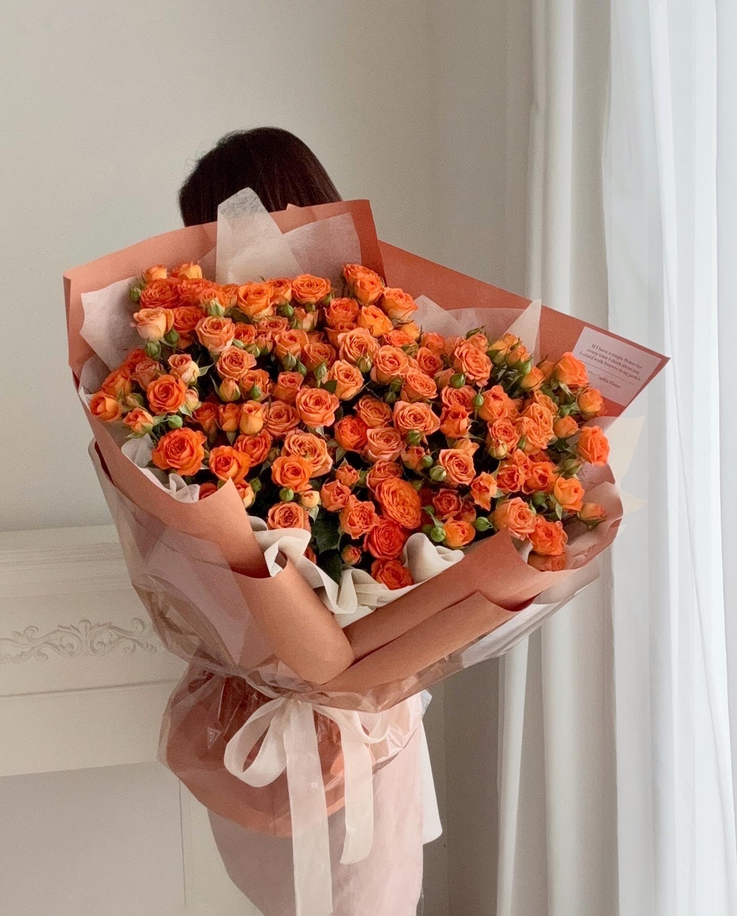 Orange Rose spray L size