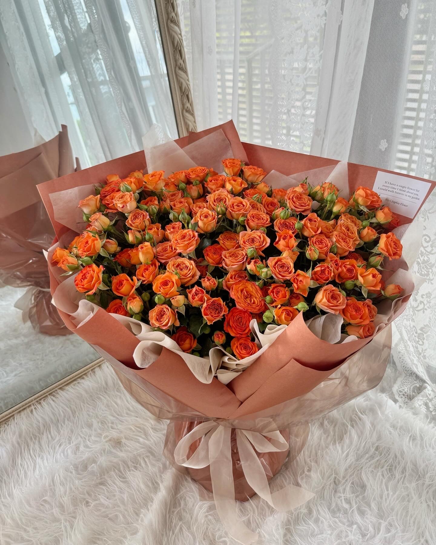 Orange Rose spray L size