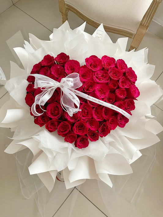 52 India red rose with love shape