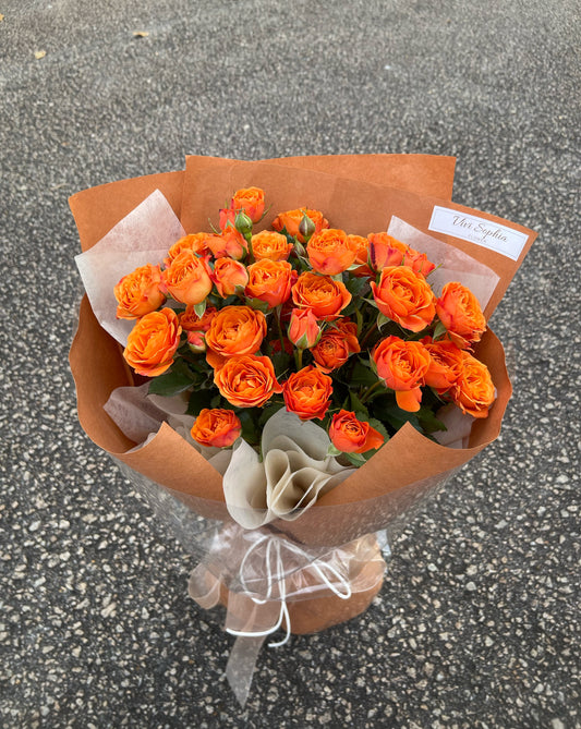 orange rose spray